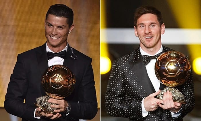 Cristiano Ronaldo và Lionel Messi là hai siêu cầu thủ thường xuyên cạnh tranh nhau quả Quả Bóng Vàng nhất